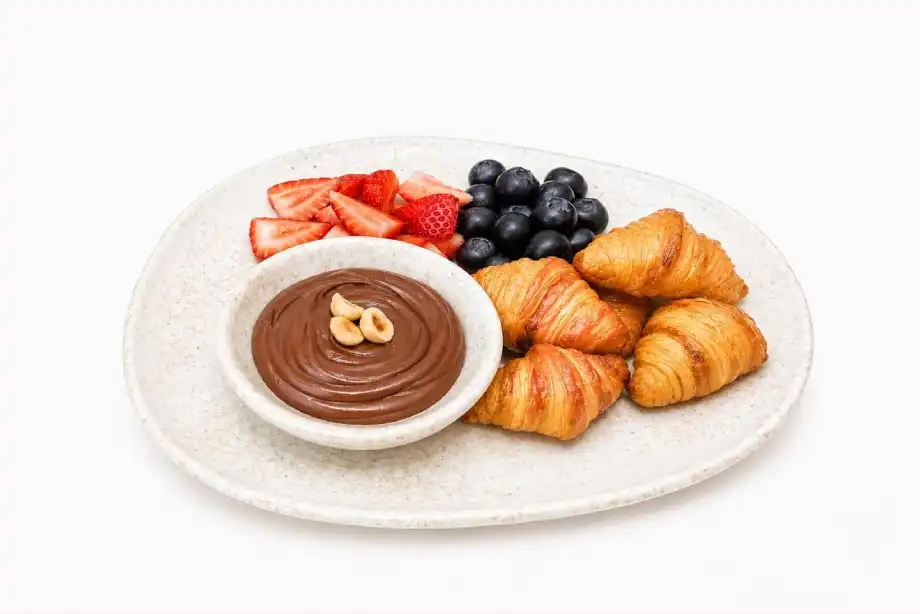Mini croissant plate with chocolate & berries